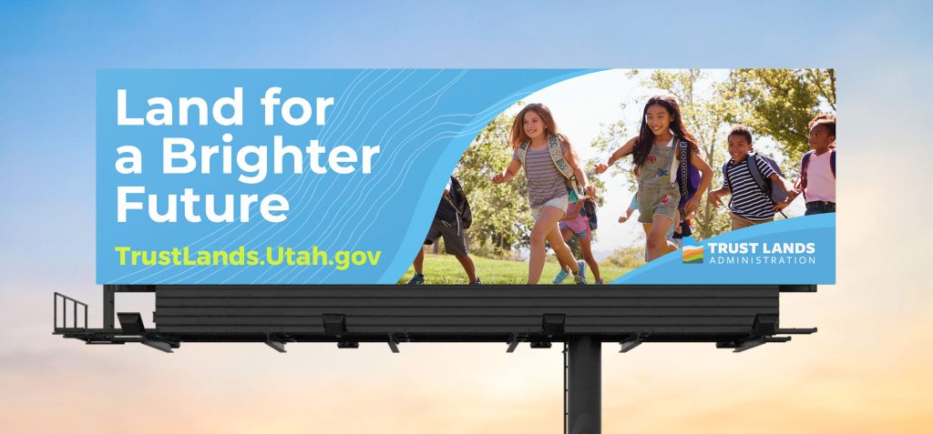 Billboard advertising the trustlands website