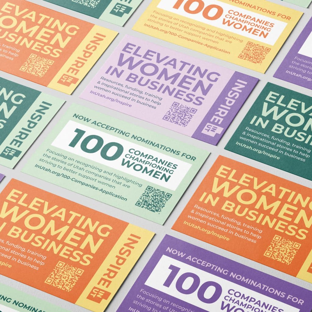 In Utah Branding displayed on various business cards